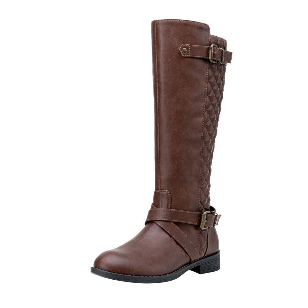 Brown Quilted Combat Boots